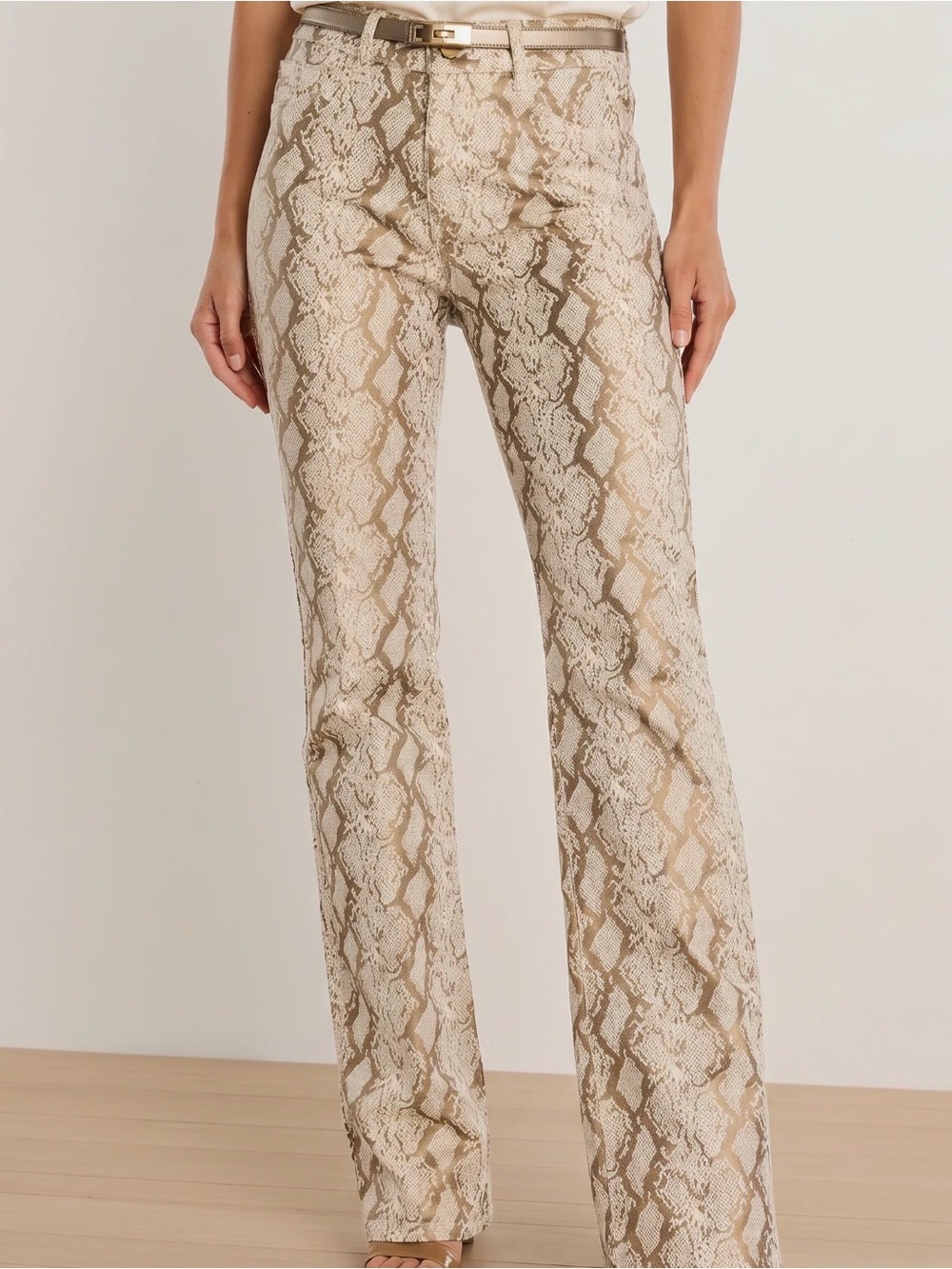 Noli Aria Coated Flare Jean - Gold Python